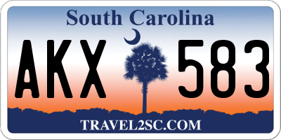 SC license plate AKX583