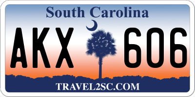 SC license plate AKX606