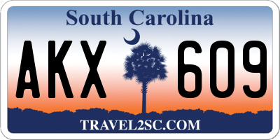 SC license plate AKX609
