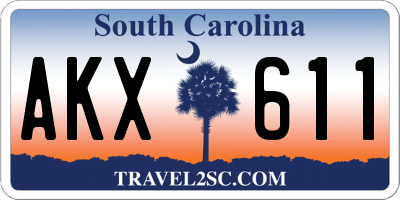 SC license plate AKX611