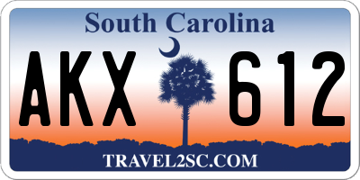 SC license plate AKX612