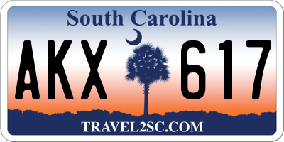 SC license plate AKX617