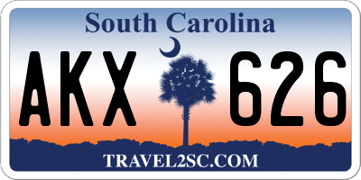 SC license plate AKX626