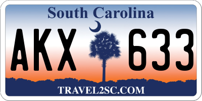 SC license plate AKX633