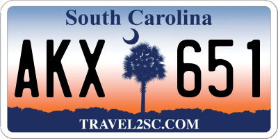 SC license plate AKX651
