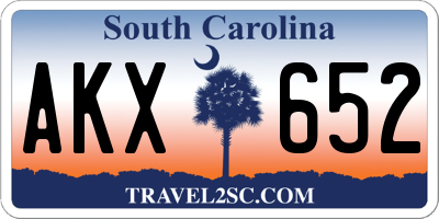 SC license plate AKX652