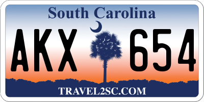 SC license plate AKX654