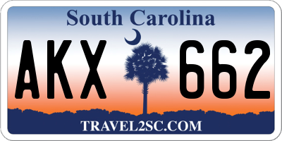 SC license plate AKX662