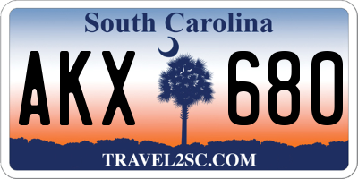 SC license plate AKX680