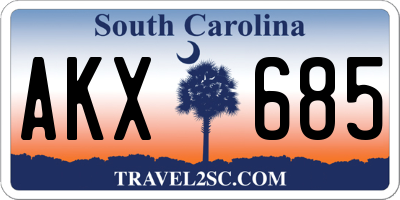 SC license plate AKX685