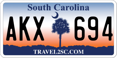 SC license plate AKX694
