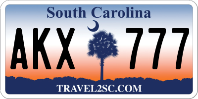 SC license plate AKX777