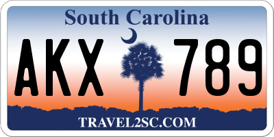 SC license plate AKX789