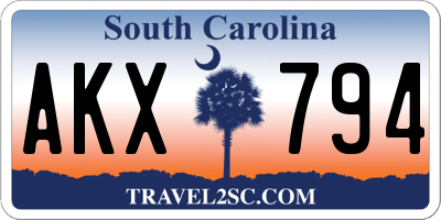 SC license plate AKX794