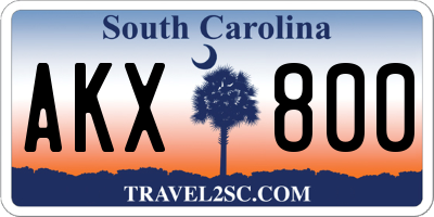 SC license plate AKX800