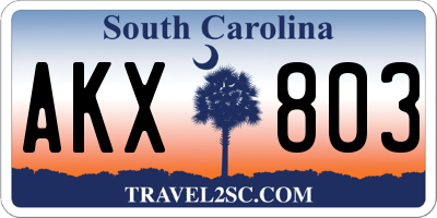 SC license plate AKX803