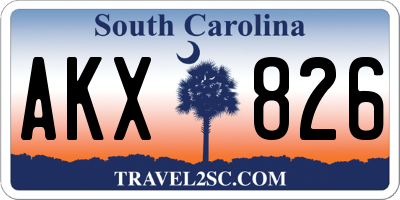 SC license plate AKX826