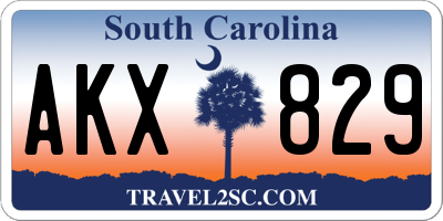 SC license plate AKX829