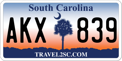 SC license plate AKX839