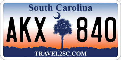 SC license plate AKX840
