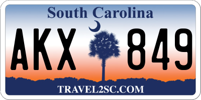 SC license plate AKX849