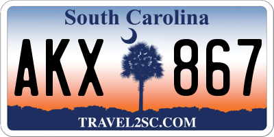 SC license plate AKX867