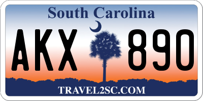 SC license plate AKX890