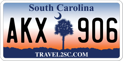 SC license plate AKX906
