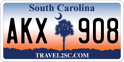 SC license plate AKX908