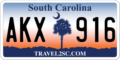 SC license plate AKX916