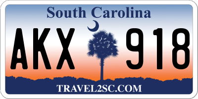 SC license plate AKX918