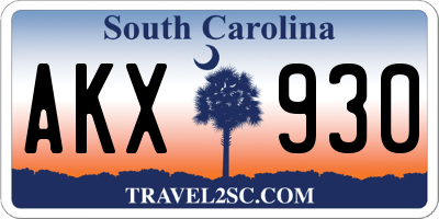SC license plate AKX930