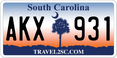SC license plate AKX931