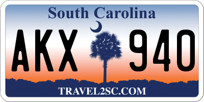 SC license plate AKX940