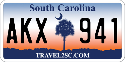 SC license plate AKX941