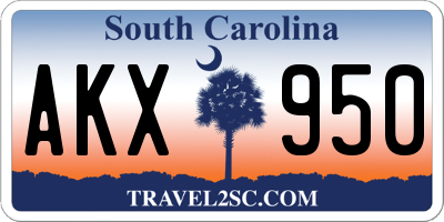 SC license plate AKX950