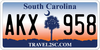 SC license plate AKX958