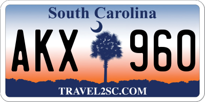 SC license plate AKX960