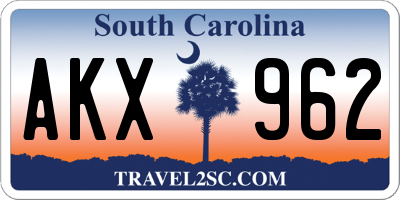 SC license plate AKX962