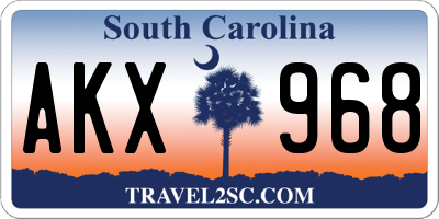 SC license plate AKX968