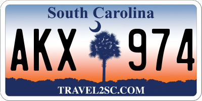 SC license plate AKX974