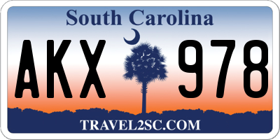 SC license plate AKX978