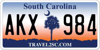 SC license plate AKX984
