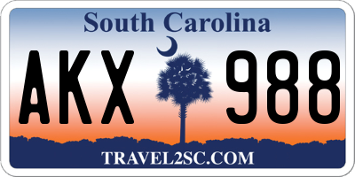 SC license plate AKX988
