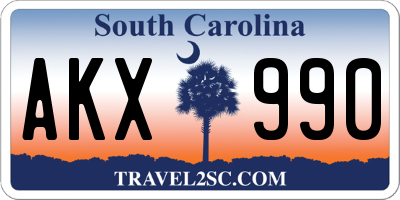 SC license plate AKX990