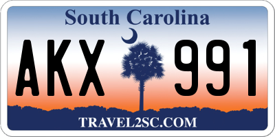 SC license plate AKX991