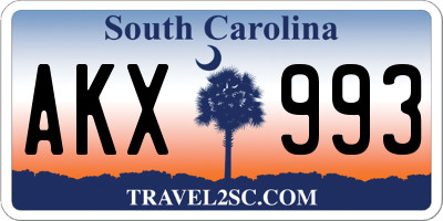 SC license plate AKX993