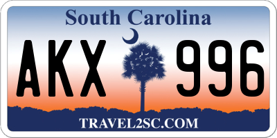 SC license plate AKX996