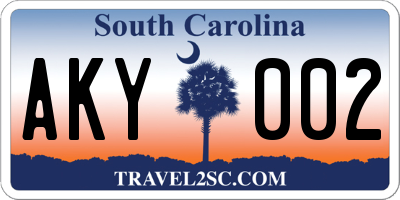 SC license plate AKY002