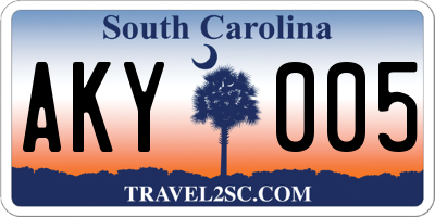 SC license plate AKY005